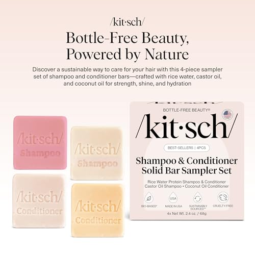 Image 2 of Kitsch Shampoo and Conditioner Set - 4pc Sampler Bars for Hair Growth