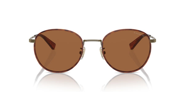 COACH HC7163 Sunglasses, Antique Gold/Amber Tortoise/Amber Solid, 52 mm
