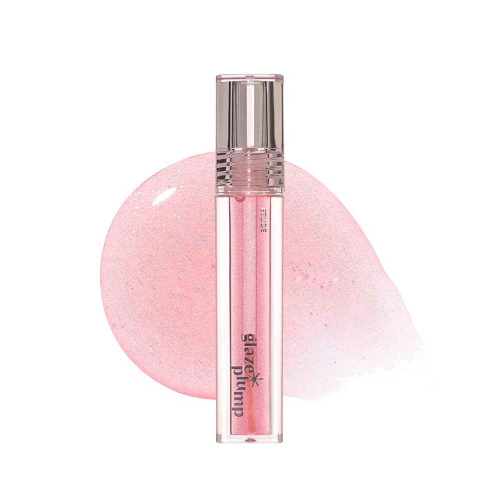 ETUDE Glaze Plump Gloss - Aurora Pink | Korean Lip Plumper, Volumizing Glaze, Vegan Certified, Shimmer, Glittering Daily Makeup. Sparkling Blue, Korean Makeup, Kbeauty, Perfect for Gift