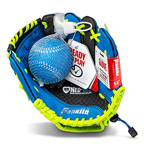 Franklin Sports Neo-Grip Teeball Gloves, Blue, Right Hand Throw