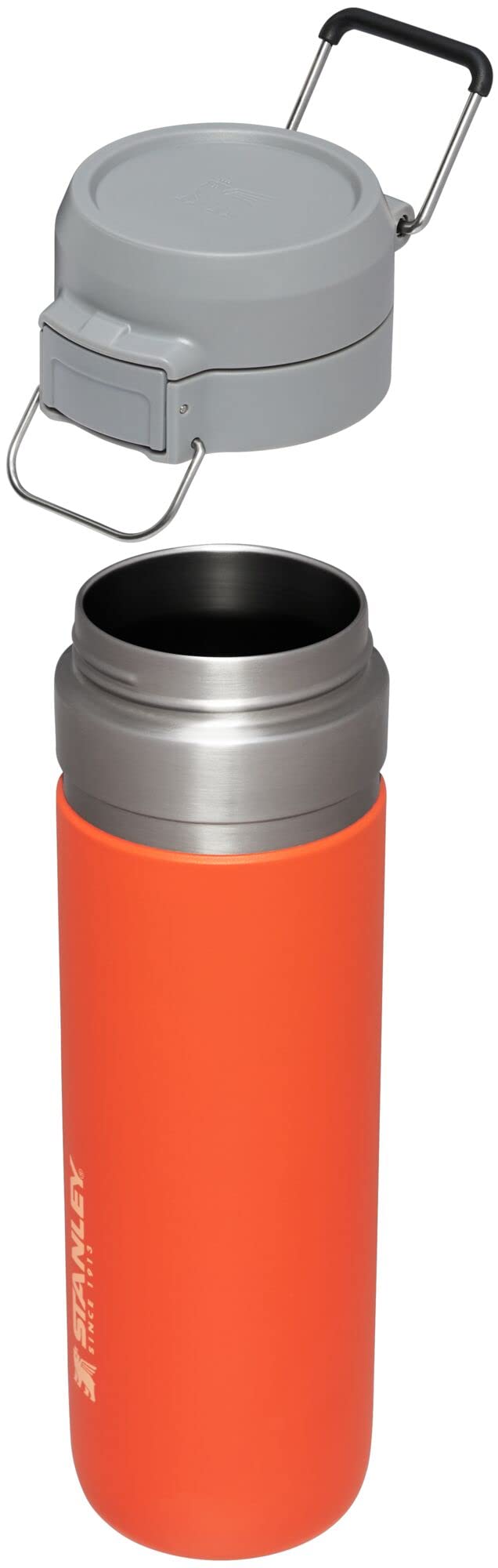 Stanley Quick Flip GO Water Bottle 24 oz | Push Button Lid | Leakproof and Packable for Travel and Sports | Insulated Stainless Steel | BPA-Free | Tigerlily