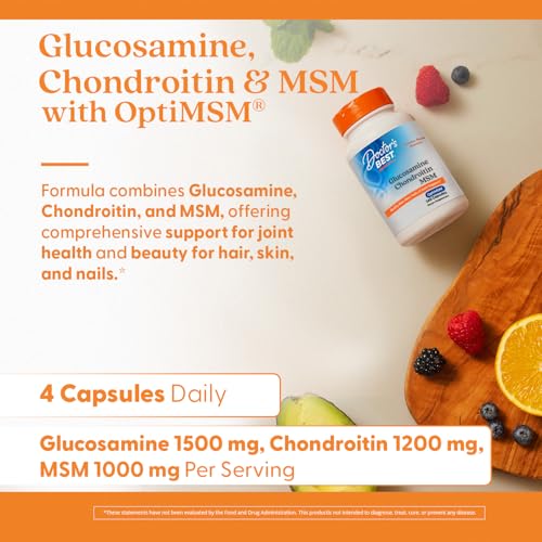 Doctor's Best Glucosamine Chondroitin Msm with OptiMSM Capsules, Supports Healthy Joint Structure, Function & Comfort, Non-GMO, Gluten Free, Soy Free, 240 Count (Pack of 1)