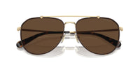 Thumbnail for COACH Men's HC7164 Aviator Sunglasses, Light Gold/Dark Tortoise/Dark Brown Solid, 59 mm