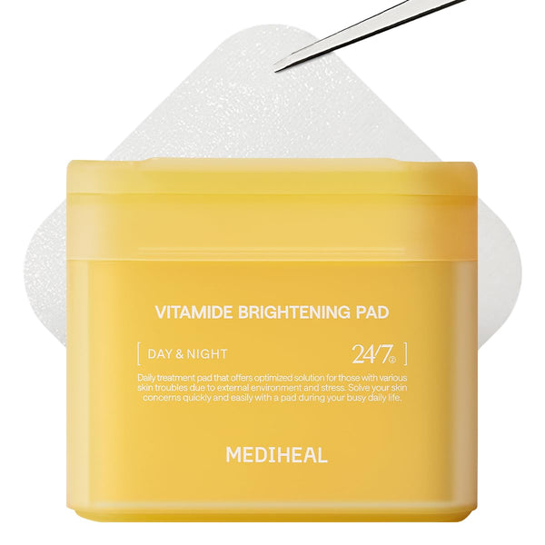 MEDIHEAL Toner Pads [Vitamide] - Radiance Boosting Pad for Clear, Illuminating Skin - Contains Niacinamide & Sea Buckthorn - Blemish Care, Skin Toning - Vegan Stretchable Fabric Pads (100 Count)