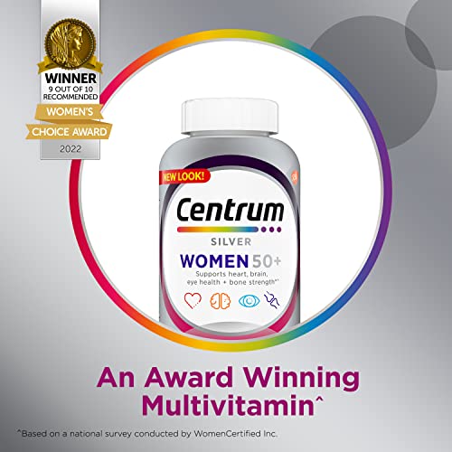 Centrum Silver Women's Multivitamin for Women 50 Plus, Multivitamin/Multimineral Supplement with Vitamin D3, B Vitamins, Calcium and Antioxidants, Gluten Free, Non-GMO Ingredients - 100 Count