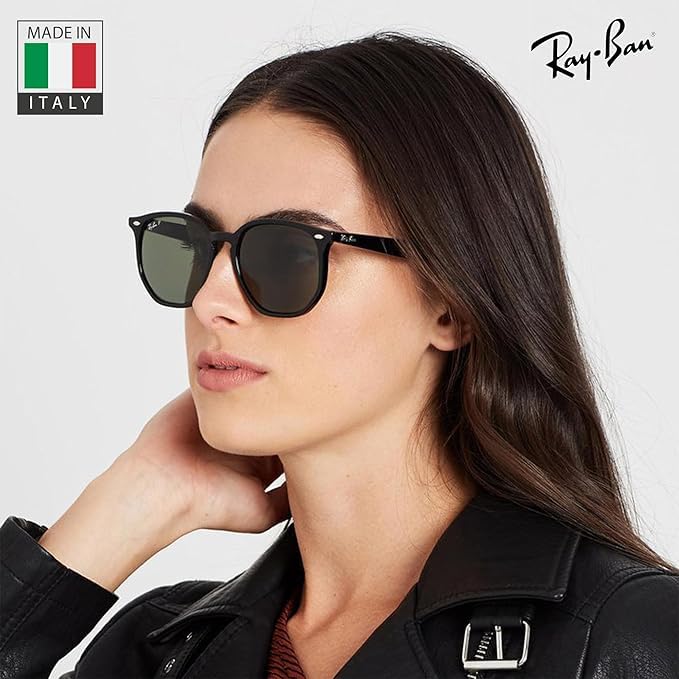 Ray-Ban RB4306 POLARIZED Square-Round Shaped Sunglasses for Men & Women – Includes Official Rayban Eyewear Kit – Ideal Formal & Casual Wear Sunglasses – G-15 Green Lens