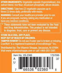 Thumbnail for The Vitamin Shoppe Cranberry with D-Mannose - Urinary Tract & Bladder | with Vitamin C CranRich | 60 Veggie Caps | Women's Health