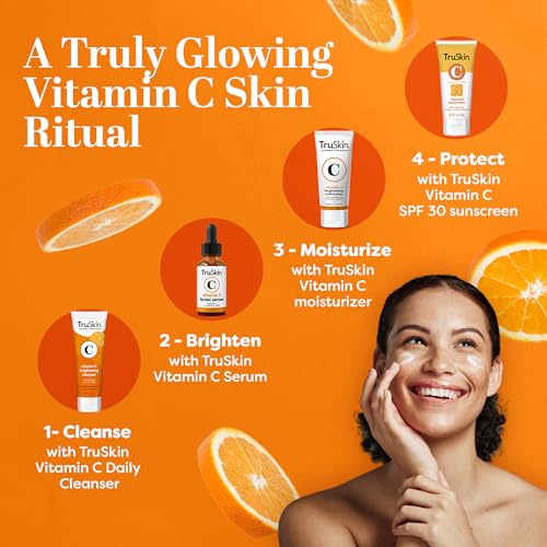 TruSkin Vitamin C Moisturizer Face Cream – Brightening, Anti Aging, Hydrating, Skin Wrinkle Cream – Vitamin B5, Vitamin E, Jojoba Oil, Aloe Vera & Green Tea, 1.7 Fl Oz