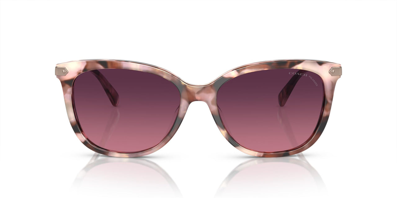 Coach HC8378U Universal Fit Sunglasses, Rose Pearl Tortoise/Burgundy Gradient Polarized, 57 mm