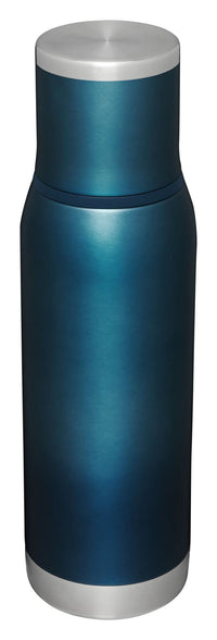 Thumbnail for Stanley Adventure-To-Go Vacuum Bottle 25 oz | Wide Mouth with Leakproof Cup Lid | Keep Drinks Hot or Cold | Packable for Travel | Insulated Stainless Steel Thermal Bottle | BPA-Free | Blue Glow