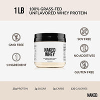 Thumbnail for NAKED Whey Protein Powder 1LB (15 Servings) Pure Micronized Creatine Monohydrate 500g (100 Servings) – Grass-Fed; Bulk; Non-GMO; Gluten Free; Soy Free