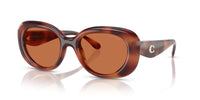 Thumbnail for COACH Women's HC8391U Sculpted C Hardware Universal Fit Oval Sunglasses, Caramel Tortoise/Brown Solid, 53 mm