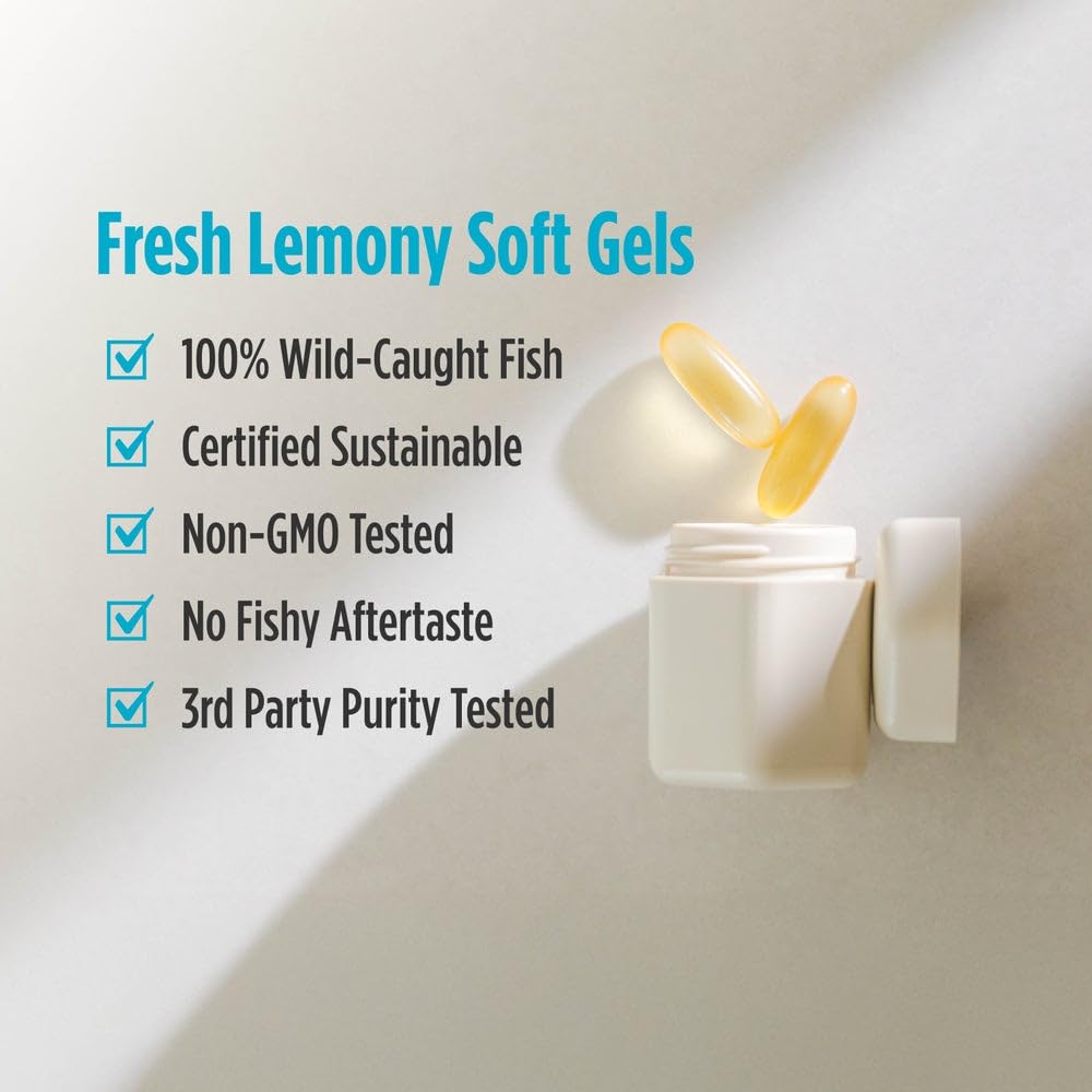 Nordic Naturals Ultimate Omega, Lemon Flavor - 90 Soft Gels - 1280 mg Omega-3 - High-Potency Omega-3 Fish Oil Supplement with EPA & DHA - Promotes Brain & Heart Health - Non-GMO - 45 Servings