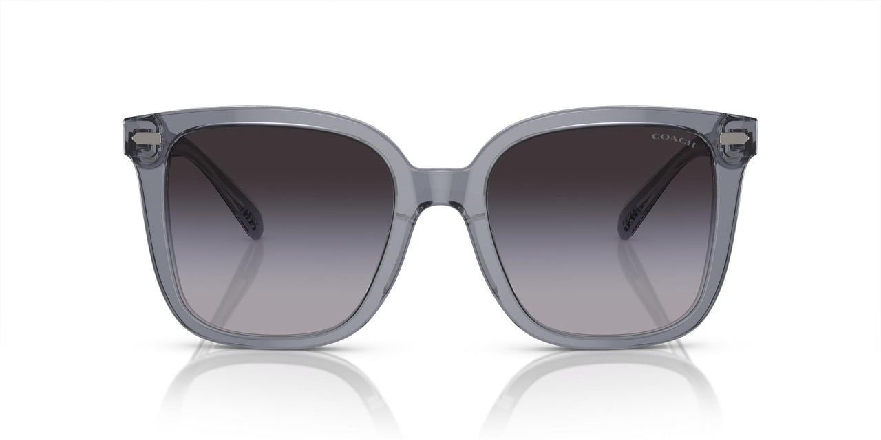 Coach HC8381F Low Bridge Fit Sunglasses, Dark Grey/Light Grey/Light Grey Gradient, 56 mm