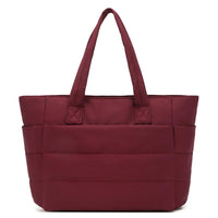 Thumbnail for Covelin Lightweight Puffy Tote Bag for Women - Spacious, Versatile, and Practical Everyday Carry-All Wine Red
