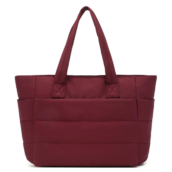 Covelin Lightweight Puffy Tote Bag for Women - Spacious, Versatile, and Practical Everyday Carry-All Wine Red