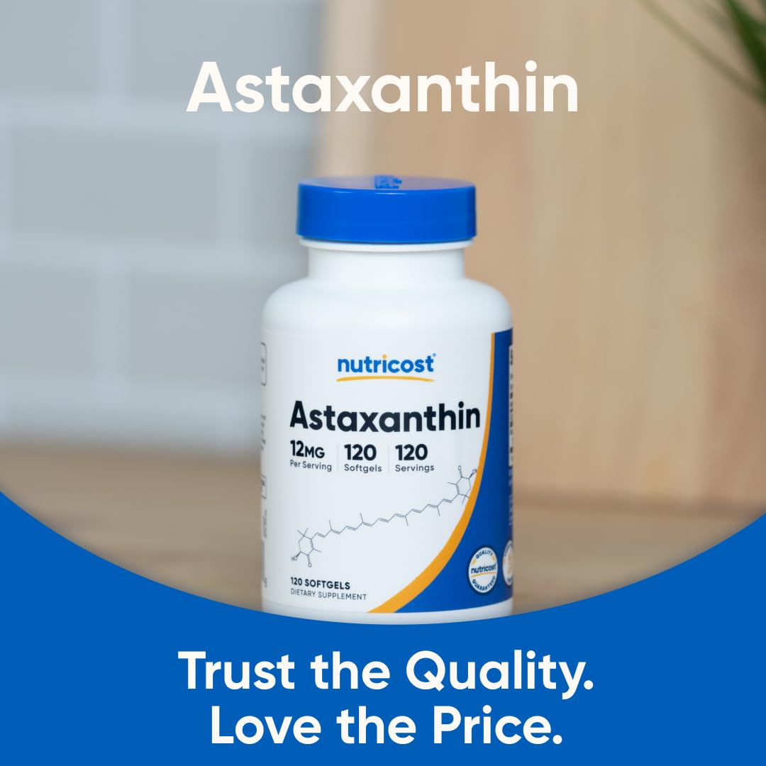 Nutricost Astaxanthin 12mg, Non-GMO and Gluten Free, 120 Softgels (4 Month Supply)