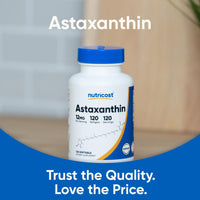 Thumbnail for Nutricost Astaxanthin 12mg, Non-GMO and Gluten Free, 120 Softgels (4 Month Supply)