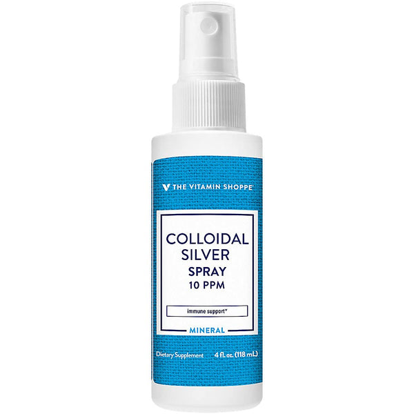 The Vitamin Shoppe Colloidal Silver Spray 10 PPM - Immune System Support | Nano Silver Particles | 4 oz Spray Bottle | 99.99% Pure