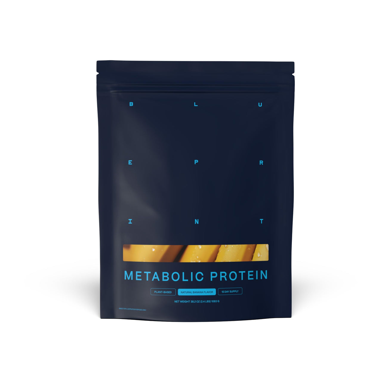 Blueprint by Bryan Johnson Vegan Protein Meal Replacement – Plant Based Hemp Protein with 27g Protein Per Serving – Low Calorie, Flavored Protein for Women & Men – Dairy Free – 15 Servings - Banana