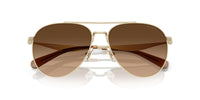 Thumbnail for COACH Women's HC7169 Metal C Hardware Aviator Sunglasses, Shiny Light Gold/Brown Gradient, 57 mm