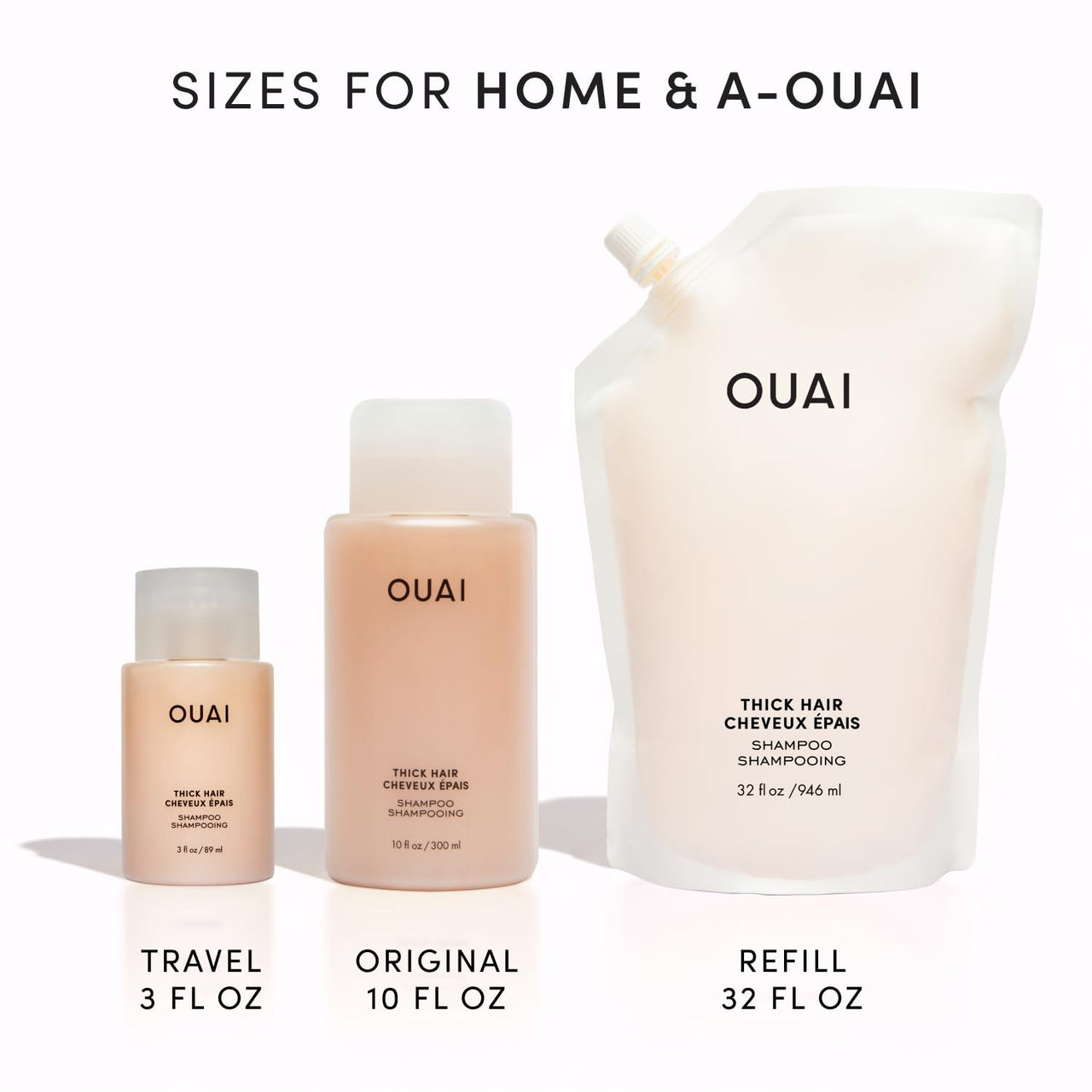 OUAI Thick Shampoo - Moisturizing Shampoo with Keratin, Marshmallow Root, Shea Butter, Avocado Oil for Thick Hair - Strengthens & Hydrates Strands - Paraben, Phthalate & Sulfate Free (10 Fl Oz)