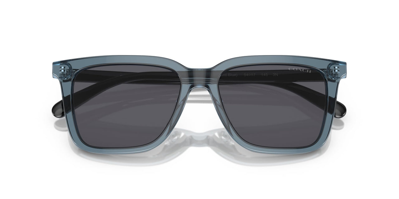 Coach HC8385U Universal Fit Sunglasses, Transparent Blue/Blue Solid, 54 mm