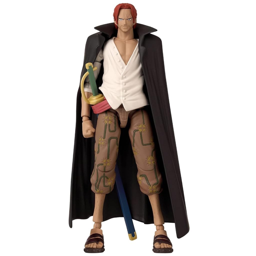 Anime Heroes One Piece Figures Shanks Action Figure, Articulated Shanks Anime Figure with Swappable Arms and Faces, Bandai One Piece Action Figures Pirate Toys Range, 17 cm