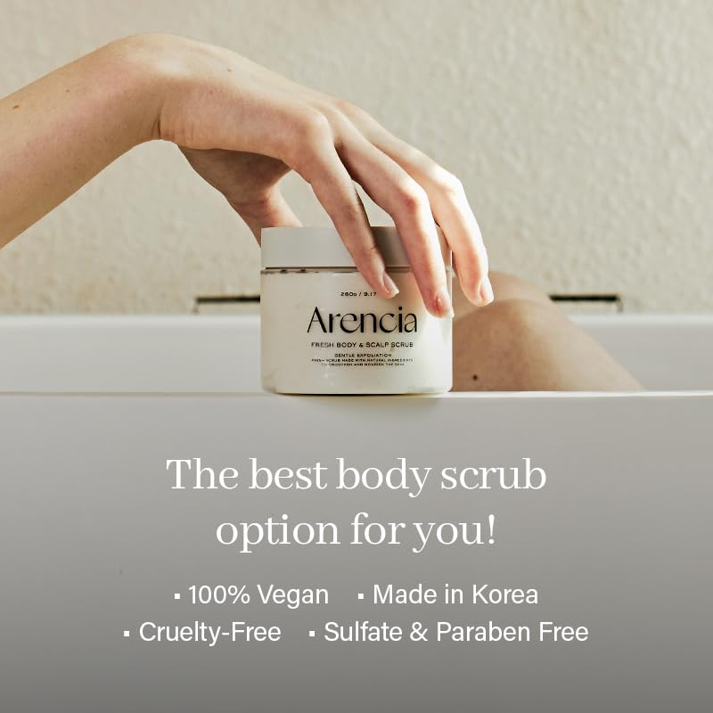 Arencia Fresh Cloud Sea Salt Body & Scalp Scrub (Black) - Exfoliant, Bump Eraser For Silky Smooth Skin, Korean Skin Care
