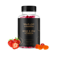 Thumbnail for Black Girl Vitamins Once a Day - Womens Multivitamin Gummy - Vitamin A, B, C, E and Zinc. Multivitamin for Women, Immune Support. Vegan, Gluten-Free. Made in The USA (30 Day Supply, Strawberry)