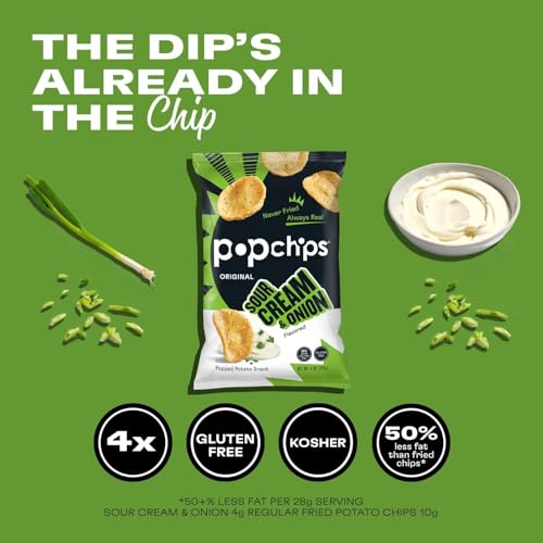 Image 6 of popchips Popchips Potato Chips, Sour Cream & Onion, 4ct 5.0oz Share Bags