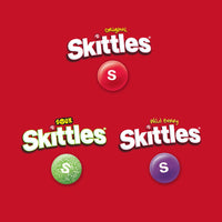 Thumbnail for Wrigley's Skittles Fun Size Original, Wild Berry, and Sour Chewy Individually Wrapped Stocking Stuffers Christmas Candy Variety Pack, 26.46 Oz Bulk Bag
