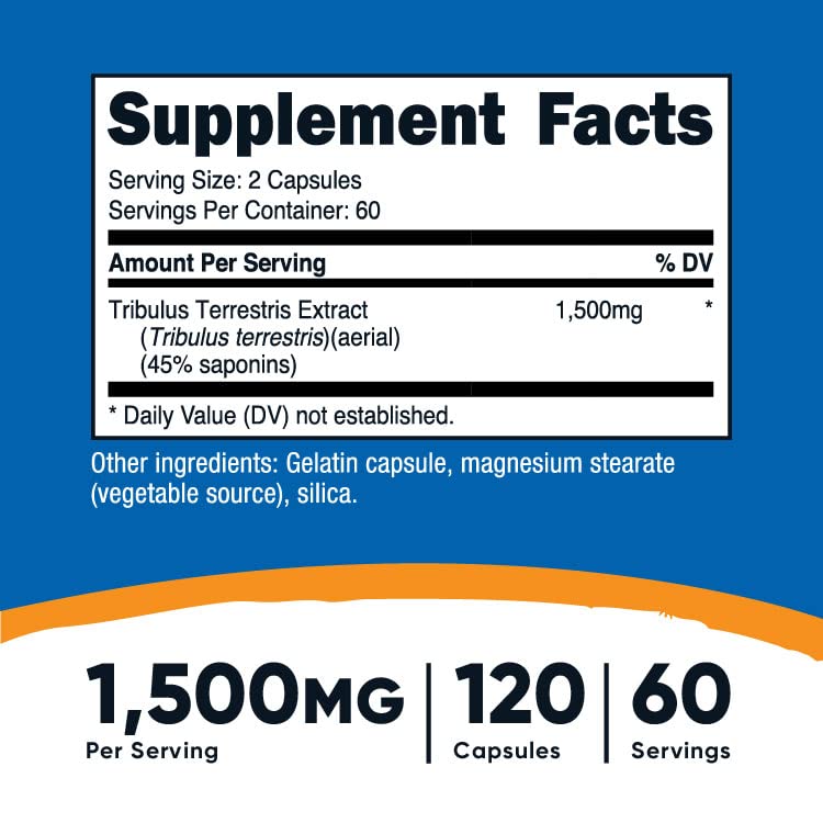 Nutricost Tribulus Terrestris Extract 750mg, 120 Capsules (2 Bottles)