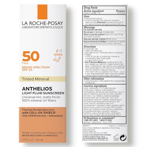 La Roche-Posay Anthelios Tinted Sunscreen SPF 40+, Broad Spectrum SPF + Antioxidants, Titanium Dioxide & Zinc Oxide Sunscreen, 4 Flexible Shades With No White Cast, Oil Free & Oxybenzone Free