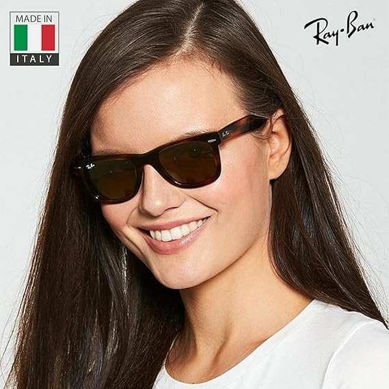 Ray-Ban RB2132 NEW WAYFARER CLASSIC POLARIZED Square Shaped Sunglasses for Men & Women – Includes Official Rayban Eyewear Kit – Ideal Formal & Casual Wear Sunglasses – B-15 Brown Lens