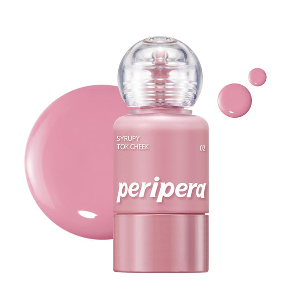 PERIPERA SYRUPY TOK CHEEK 15 Colors, Liquid Blush, Dewy Finish and Hydrates All day, Soft Velvet Texture Face Cheek Tint (02 MILKY LAVENDER)