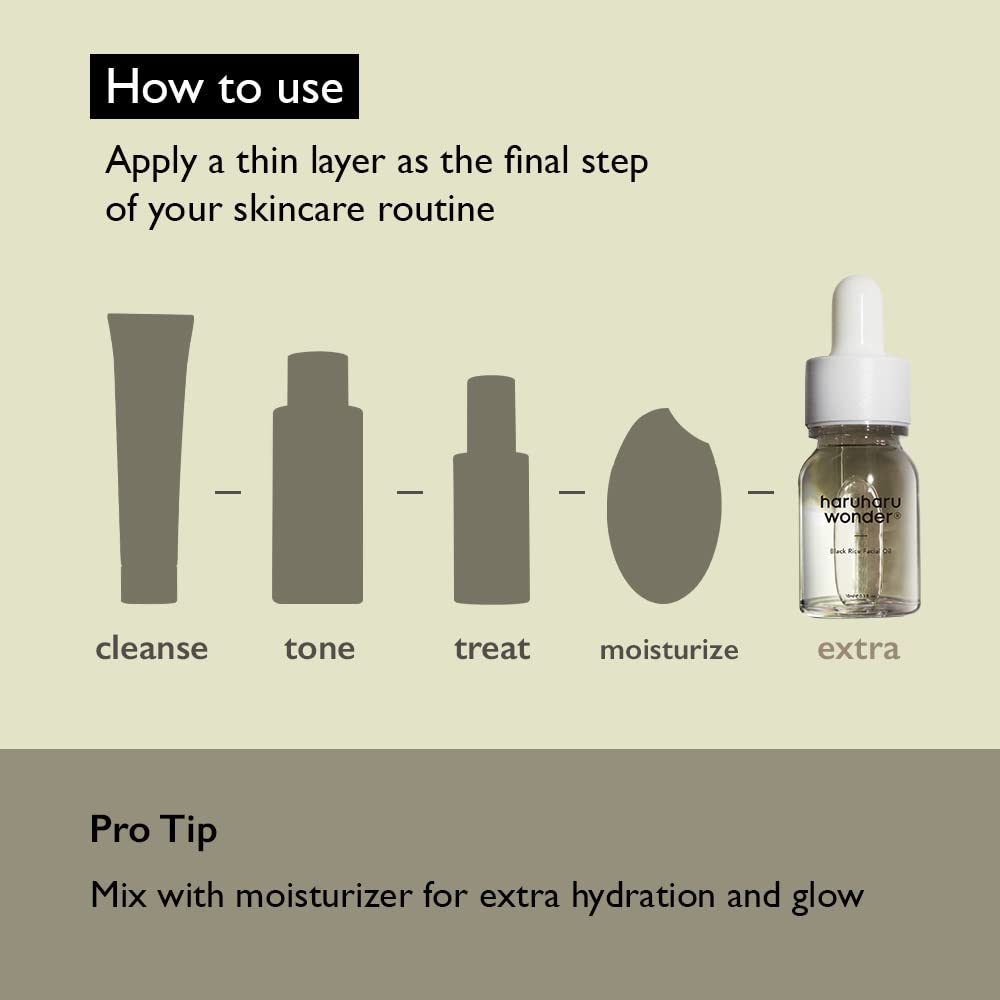 HARUHARU Wonder Black Rice Facial Oil (10ml) | Vegan, Crurelty Free, EWG-Green…