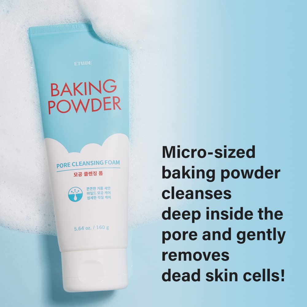 ETUDE Baking Powder Pore Cleansing Foam 5.4 fl.oz.(160ml) | Multi-Deep Cleansing Foam to Remove Dead Cells, Impurities From Pores, Korean Skin Care, Kbeauty