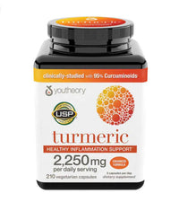 Thumbnail for Youtheory Turmeric Curcumin Supplement with Black Pepper BioPerine, Powerful Antioxidant Properties for Joint & Healthy Inflammation Support 2250 MG 210 Capsules