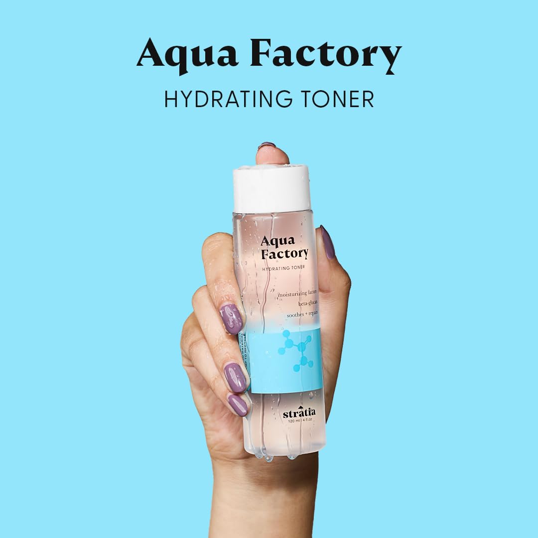 Stratia Aqua Factory Hydrating Toner with Beta Glucan, 7 Moisturizing Factors for Barrier Repair, Nourishing Dry & Sensitive Skin, 4oz