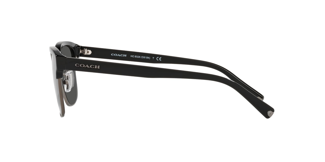 Coach HC8326 Sunglasses, Black/Gunmetal/Dark Grey Solid, 52 mm