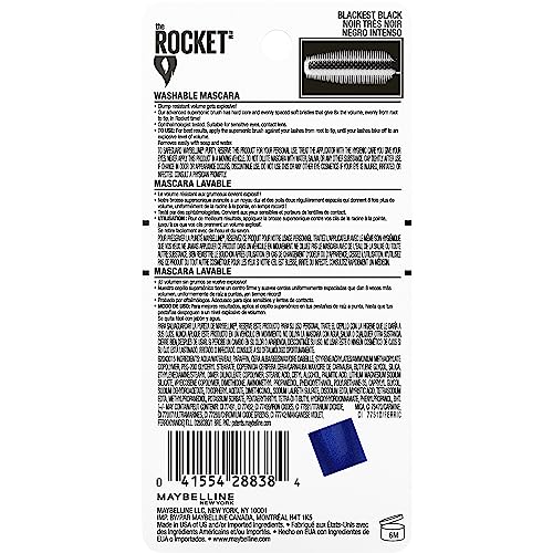 Maybelline Volum' Express The Rocket Volumizing Washable Mascara, Blackest Black, 1 Count