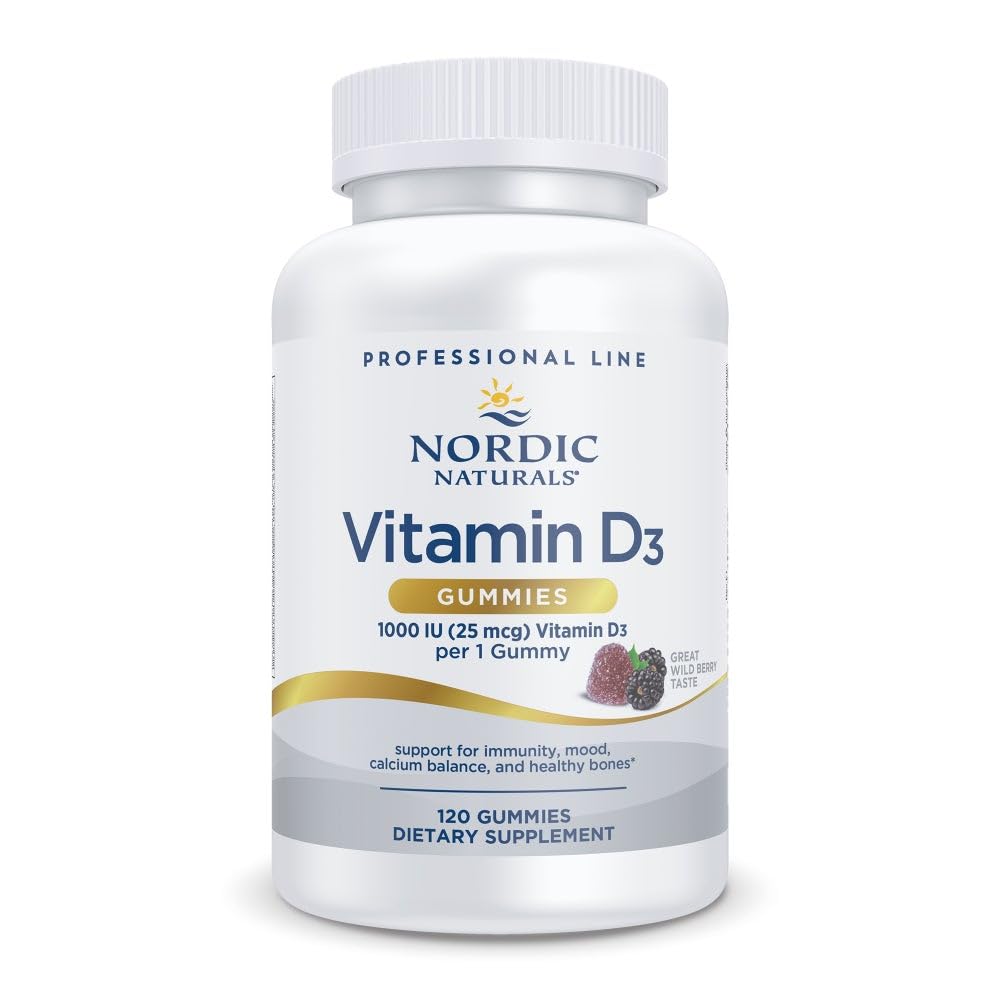 Nordic Naturals Pro Vitamin D3 Gummies, Wild Berry - 120 Gummies - 1000 IU Vitamin D3 - Great Taste - Healthy Bones, Mood & Immune System Function - Non-GMO - 120 Servings