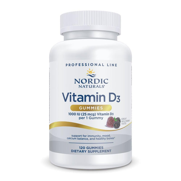 Nordic Naturals Pro Vitamin D3 Gummies, Wild Berry - 120 Gummies - 1000 IU Vitamin D3 - Great Taste - Healthy Bones, Mood & Immune System Function - Non-GMO - 120 Servings