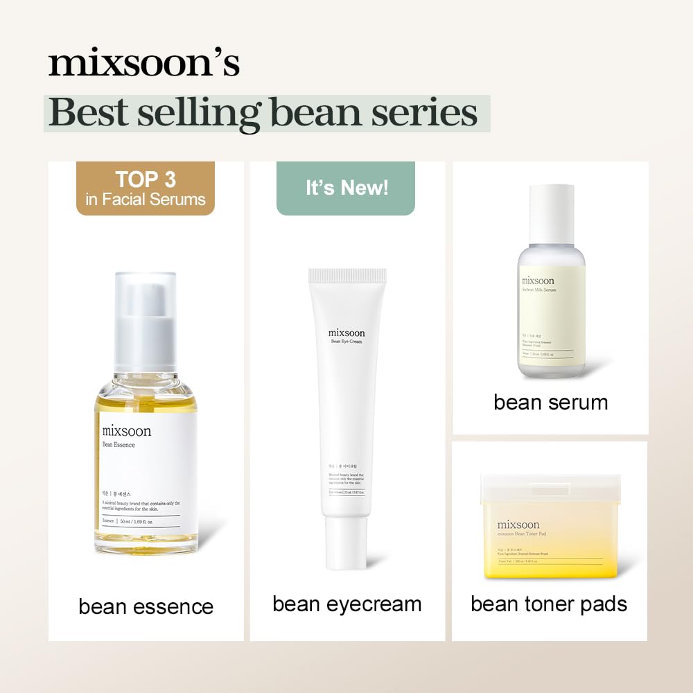 mixsoon Bean Eye cream - Nourishing and Firming for Dark Circles, Puffiness, Fermented Bean and Peptide Complex Niacinamide 20ml / 0.67 fl.oz. Korean Glass Skin Care