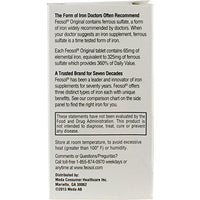 Thumbnail for Feosol Original Iron Supplement Tablets, Non-heme, 65mg Iron per Pill, 1 Per Day, 120ct, 4 Month Supply, for Energy and Immune System Support, Made in USA