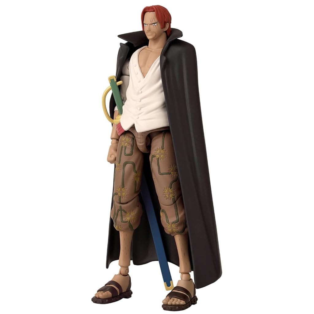 Anime Heroes One Piece Figures Shanks Action Figure, Articulated Shanks Anime Figure with Swappable Arms and Faces, Bandai One Piece Action Figures Pirate Toys Range, 17 cm