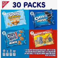 Thumbnail for Nabisco Team Favorites Variety Pack, OREO Mini, CHIPS AHOY! Mini, Teddy Grahams Honey & Barnum's Animal Crackers, 30 Snack Packs