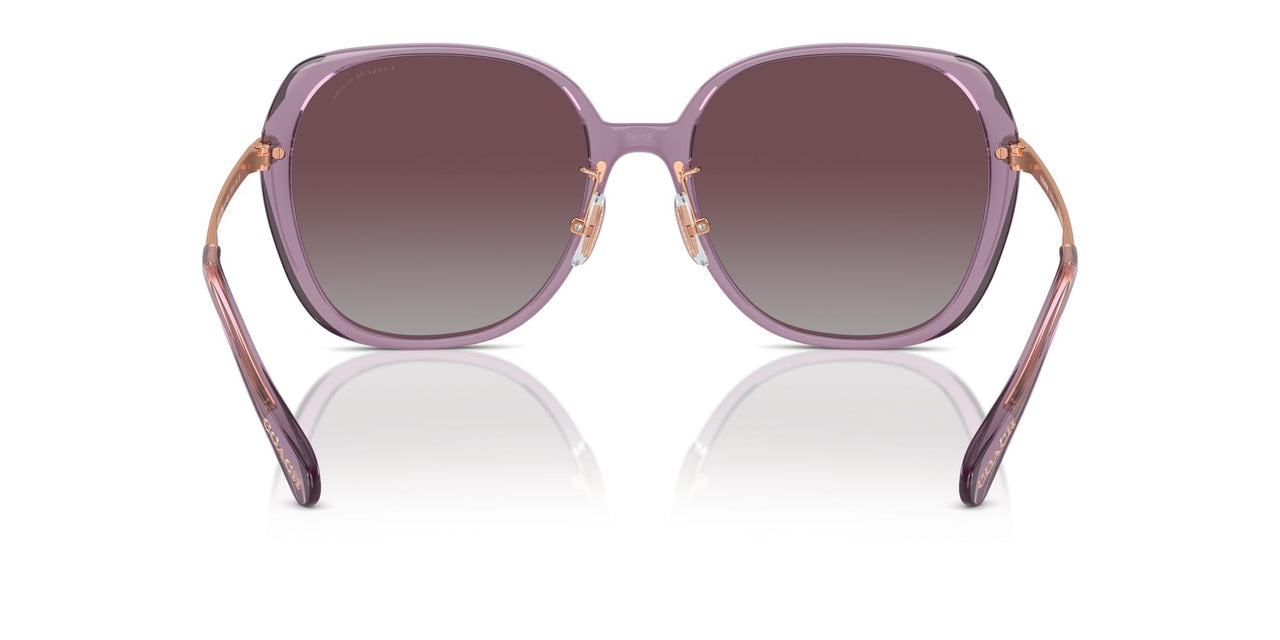 COACH Women's HC8403D Square Sunglasses, Transparent Purple/Grey Purple Gradient Polarized, 59 mm