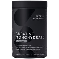 Thumbnail for Sports Research Creatine Monohydrate - Gain Lean Muscle, Improve Performance and Strength and Support Workout Recovery - 5 g Micronized Creatine - 1.1LBS